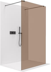 Cerano - Zuhanykabin Onyx Duo bal/jobb - 8 mm - négyzet alakú tartó - matt fekete, bronz üveg - 50x200 cm (CER-687847)