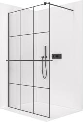 Cerano - Walk-in Onyx kerek bal/jobb zuhanykabin - 8 mm + törölközőtartó polc/tartó - kerek tartó - matt fekete, ipari üveg - 120x200 cm (CER-8050BD167)