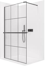 Cerano - Walk-in Onyx Cube bal/jobb zuhanykabin - 8 mm + polc/törölközőtartó - négyzet alakú tartó - matt fekete, ipari üveg - 140x200 cm (CER-8050BD470)