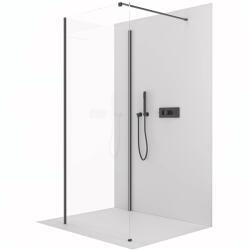 Cerano - Zuhanykabin Onyx Corner Cube bal/jobb - 8 mm - négyzet alakú tartó - matt fekete, átlátszó üveg - 150x30x200 cm (CER-8050BD72316)