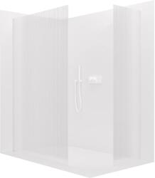 Cerano - Walk-in Crystal TL/P zuhanyfal - 8 mm - merevítő nélküli rendszer - matt fehér, rovátkolt üveg - 150x60x200 cm (CER-8050BD5463)