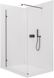 Cerano - Orbis Round walk-in zuhanykabin - B/J - 8 mm - kerek tartó - matt fekete, átlátszó üveg - 110x200 cm (CER-682063)