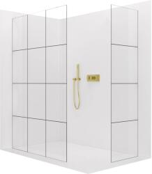 Cerano - Walk-in Crystal TL/P zuhanyfal - 8 mm - merevítő nélküli rendszer - arany, ipari üveg - 160x100x200 cm (CER-8050BD5880)