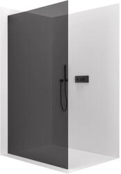 Cerano - Walk-in Crystal bal/jobb zuhanykabin - 10 mm - merevítő nélküli rendszer - matt fekete, grafitüveg - 140x200 cm (CER-8050BD82697)
