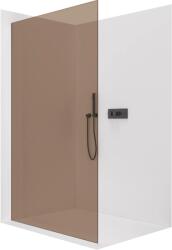 Cerano - Walk-in Crystal bal/jobb zuhanykabin - 8 mm - merevítő nélküli rendszer - matt fekete, bronz üveg - 70x200 cm (CER-690259)