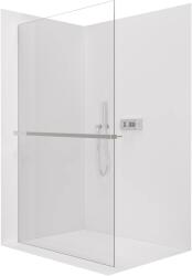 Cerano - Walk-in kristály zuhanyfal bal/jobb - 8 mm + polc/törölközőtartó - merevítő nélküli rendszer - króm, átlátszó üveg - 150x200 cm (CER-8050BD6929)