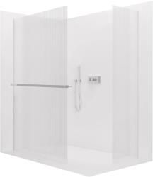 Cerano - Walk-in Crystal TL/P zuhanykabin - 8 mm - merevítő nélküli rendszer + törölközőtartó polc/tartó - króm, rovátkolt üveg - 90x60x200 cm (CER-8050BD6552)