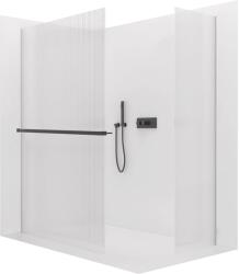Cerano - Walk-in Crystal TL/P zuhanyfal - 8 mm - merevítő nélküli rendszer + törölközőtartó polc/tartó - matt fekete, rovátkolt üveg - 80x60x200 cm (CER-8050BD6208)