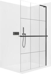 Cerano - Onyx walk-in zuhanyfal, jobb oldali L alakú merevítővel - 8 mm + polc/törölközőtartó - matt fekete, indusztriális stílusú üveg - 160x200 cm (CER-8050BD1376)