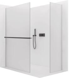 Cerano - Walk-in Crystal TL/P zuhanyfal - 8 mm - merevítő nélküli rendszer + törölközőtartó polc/tartó - matt fekete, matt üveg - 160x80x200 cm (CER-8050BD6068)