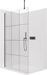 Cerano - Zuhanykabin Onyx Top Round B/J - 8 mm - kerek tartó - matt fekete, ipari üveg - 150x200 cm (CER-8050BD1750)