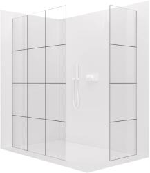 Cerano - Walk-in Crystal TL/P zuhanyfal - 8 mm - merevítő nélküli rendszer - matt fehér, ipari üveg - 150x110x200 cm (CER-8050BD5532)