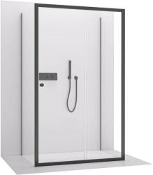 Cerano - Háromfalú zuhanykabin Varone POINT UL/P - 6 mm - matt fekete, átlátszó üveg - 160x100x195 cm - tolóajtó (CER-DY505B-90-214)