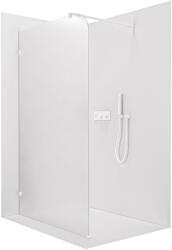 Cerano - Orbis Round walk-in zuhanykabin - Bal - 8 mm - kerek tartó - matt fehér, tejüveg - 160x200 cm (CER-682456)