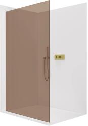 Cerano - Walk-in Crystal bal/jobb zuhanykabin - 8 mm - merevítő nélküli rendszer - arany, bronz üveg - 90x200 cm (CER-690373)