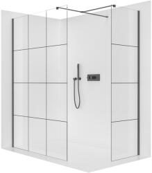 Cerano - Zuhanykabin Onyx TL/P - 8 mm - négyzet alakú tartó - matt fekete, ipari üveg - 120x110x200 cm (CER-8050BD3111)
