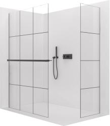 Cerano - Walk-in Crystal TL/P zuhanyfal - 8 mm - merevítő nélküli rendszer + törölközőtartó polc/tartó - matt fekete, ipari üveg - 120x90x200 cm (CER-8050BD6245)