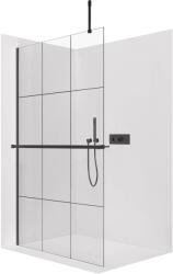 Cerano - Zuhanykabin Onyx Top Cube bal/jobb - 8 mm - négyzet alakú tartó + polc/törölközőtartó - matt fekete, ipari üveg - 90x200 cm (CER-8050BD7118)