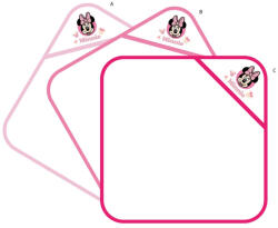 Global Licence Srl Disney Minnie egér kapucnis babatörölköző hímzett mintával - 70 x 70 cm