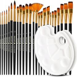  25 db-os ecsetkészlet, Tritart, 2 festőpaletta, fekete/arany (tt29-25pcs-brush-assort)