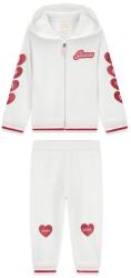 Guess Бял спортен екип за бебе момиче с розови детайли и надписи Guess