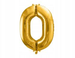 PartyDeco Fólia lufi 0-ás szám arany héliumos 100 cm