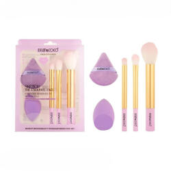 Flippy Set Pensule de Machiaj Powder Puff si Buretel, KevinCoco, 21x15.4x4cm, Mov (TEO-166005)