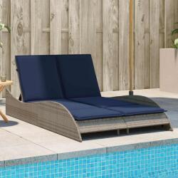vidaXL Sezlong cu perne gri 114x205x73 cm, poliratan GartenMobel Dekor (368293)