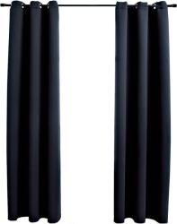 vidaXL Perdele opace cu inele, 2 buc. , negru, 97x213 cm, material textil GartenMobel Dekor (134835)