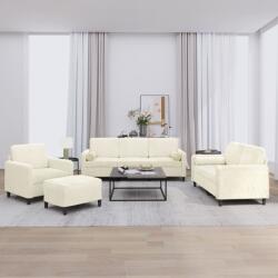 vidaXL Set de canapele cu perne, 4 piese, crem, catifea GartenMobel Dekor (3201972) Canapea