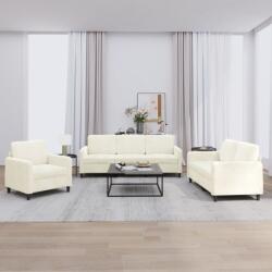 vidaXL Set de canapele, 3 piese, crem, catifea GartenMobel Dekor (3201942) Canapea