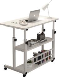 MindBlower Masa, multifunctionala, reglabila, cu raft, alba, Structura din metal, blat din MDF, 80 x 40 cm, Reglabila pe inaltime, Rafturi de depozitare (4383)