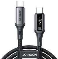 JOYROOM STARTALK adatkábel (Type-C - Type-C, 100W, PD gyorstöltő, LED jelzés, 120cm) FEKETE (180212)