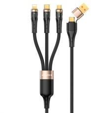 Awei töltőkábel 3in2 (Type-C/USB - lightning/Type-C, microUSB, 100W, gyorstöltő, 120cm) FEKETE (169261)