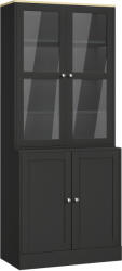 HOMCOM Bibliotecă vitrină, mobilier de depozitare cu 6 niveluri cu 4 uși dintre care 2 din sticlă securizată, rafturi reglabile, negru | Aosom Romania (836-450V01BK) Biblioteca