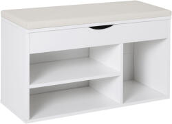 HomCom Bancă pentru Pantofi, soluție economisitoare de spațiu, cu șezut imblopat și capac rabatabil, pentru intrare, PAL, 80x30x47cm, Alb | Aosom Romania (837-005V01) Pantofar