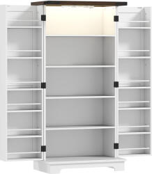 HOMCOM Bufet pentru bucătărie, corp de depozitare pentru bucătărie, cu 12 rafturi pe uși, lumină LED magnetică, 60 x 40 x 120 cm, alb | Aosom Romania (83A-155V81WT)