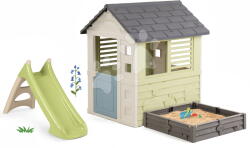 Smoby Set căsuță cu nisipar și tobogan cu joc cu apă Square Playhouse Life Smoby extensibil cu tobogan de apă 90 cm (SM810740A-2) Casuta pentru copii