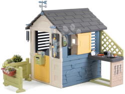 Smoby Căsuță stație meteo cu bucătărie 4 Seasons Playhouse Smoby cu clopoței de vânt, anemometru și pluviometru cu filtru UV de la 24 de luni (SM810311-B) Casuta pentru copii