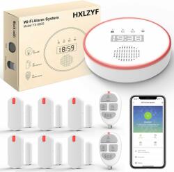  Okos WiFi riasztórendszer, 5/2, 4 GHz, 120 dB sziréna, 6 ajtó- és ablakérzékelő, 2 távirányító, alkalmazásos vezérlés, kompatibilis az Alexa és Google Home rendszerekkel, otthonhoz, garázshoz,