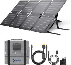  Összecsukható 60 W-os ETFE napelem QC3.0 + PD45W + 22.2 V DC kimenettel, IP68 vízálló, szögeltartóval, vészhelyzetekhez, kempinghez, napelemes töltő okostelefonokhoz és tabletekhez