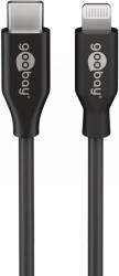 Goobay USB 2.0 Type C Lightning Töltő/adat Fekete 50cm 39428 (39428)