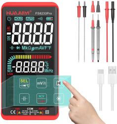  Okos érintőképernyős digitális multiméter, automatikus paraméterválasztás, True RMS AC/DC tesztelő, 10000 counts, NCV, áram, ellenállás, folytonosság, kapacitás, dióda, hőmérséklet, frekvenci
