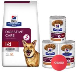 Hill's Prescription Diet Canine i/d 360g táplálék emésztési betegségben szenvedő kutyáknak + 3 kutyaeledel INGYENES
