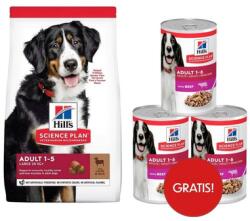 Hill's Science Plan Canine Adult Large Breed Lamb&Rice kutyaeledel nagytestű kutyáknak bárányhússal és rizzsel 14 kg + 3 db HILL'S nedves eledel konzerv AJÁNDÉK