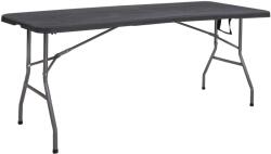 SPRINGOS Masa catering pliabila 180 cm, masa gradina banchet, valiza turistica neagra (GF0052)