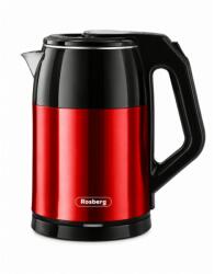 Rosberg R51230S, 1500 W, 1, 8 liter, 360°-ban forgó talp, Rozsdamentes acél, Metálpiros, Elektromos vízforraló (555R51230S) - easy-shop