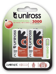 Uniross UH2C3000 HYBRIO C/baby 1, 2V 3000mAh Ni-MH akkumulátor 2db/csomag (UH2C3000)