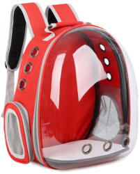  Rucsac Pentru Transport Pisici, Rosu, Transparent, 31x42x28 cm