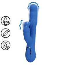 Loveline Vibrator Wiggle Rabbit 13 Moduri Stimulatoare, Silicon, USB, Albastru, 24.4 cm Vibrator
